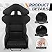 Auto Dynasty Universal Racing Seat Microfiber Suede High Head Fixed Position Bucket Seats with Bottom Mount Sliders, 39.37 (H) x 25.25 (W) x 19.68 (D) Inches, Black