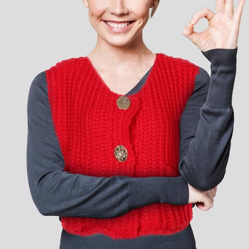 Suéter Corto Rojo de Mujer para Capas Chaleco de Punto Ipetboom Talla M 5
