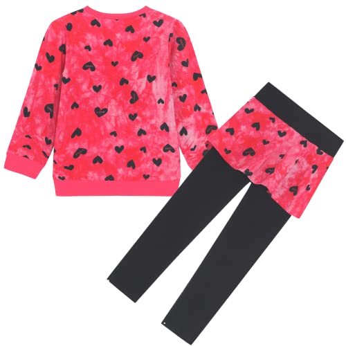Image of Girls Valentine's Day Outfit Heart Love Print Sweatshirt Kids Girls Clothes Set