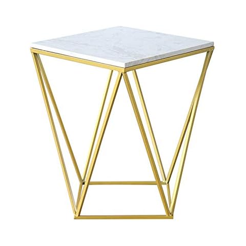 WFF Bedroom Side Cabinet, Marble Side Table, Living Room Sofa Corner Table, Side Table, Creative Balcony Table, Shelf(Color:White) Cover