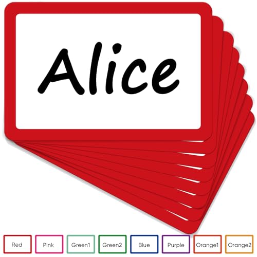 Image of 400 Pcs Red Name Tags Sticker, 3.5 inchx2.25 inch Blank Name Tags with Red Border, Plain Name Labels Adhesive Identification Name Badges for School, Office, Meeting, Family Parties, Mailing