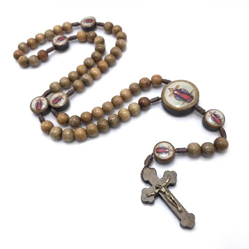 Terço Santas Chagas de Jesus Girassol Madeira 8 mm