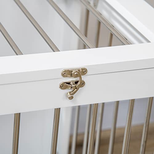 PawHut Hundekäfig für Zuhause, Hundehütte, Haustierkäfig für mittelgroße Hunde, Hundebox mit Türen, Hundehaus, Transportkäfig, Weiß, 80 x 50 x 56,5 cm