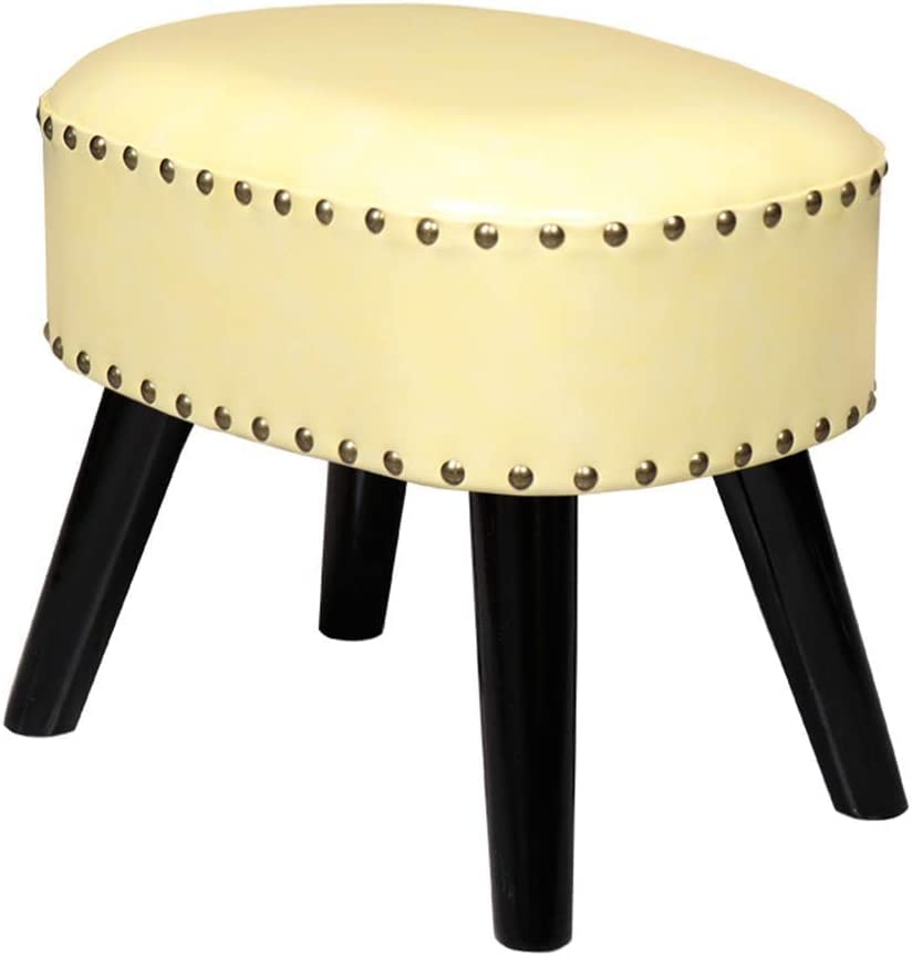Tabouret de chaussure haut en bois massif beige au design ovale d'exception