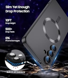 LEKEVO Magnetic for Samsung Galaxy S24 Case [Compatible with MagSafe][Built-in Camera Lens Protector] Slim Soft Silicone Bumper Shockproof Metallic Luster Phone Case (Black)