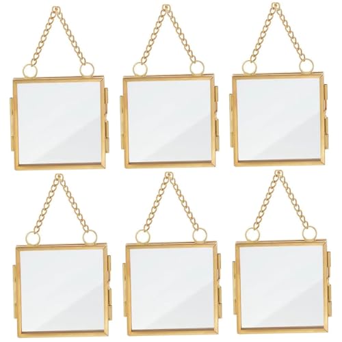 Cadre en verre pour fleurs pressées suspendu avec chaîne métal pour décoration murale