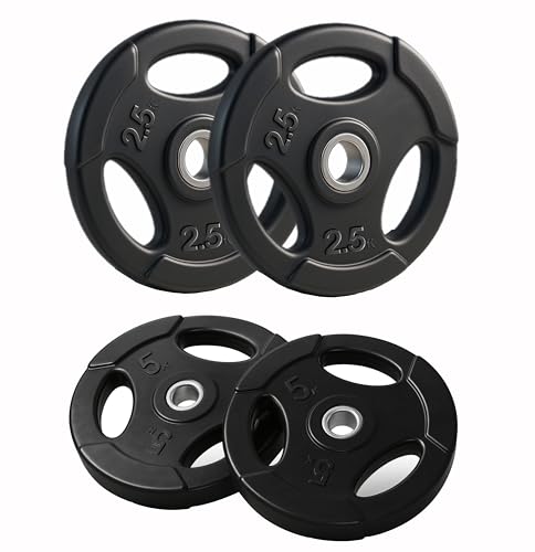 Image of WATSON 3 Cut Rubber Coated Metal Weight Lifting Bar Plates With Metal Bush Compatible Upto 30mm Gym Rods, Home Gym Weight Plates For Men & Women (15Kg Set (5Kgx2, 2.5Kgx2))