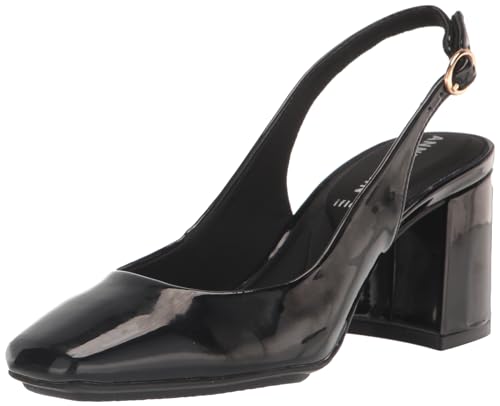 Anne Klein Womens Faux Leather Square Toe Slingback Heels