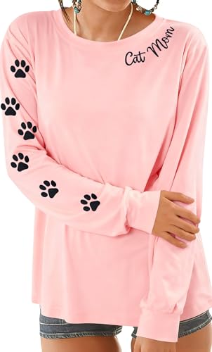 Image of JINTING Cat Shirts for Women - Loose Fit Lightweight Long Sleeve Graphic Autumn Outfits Printed Blouse Casual Tops