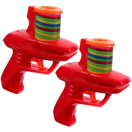 TOYANDONA Juguete Lanzador de Discos Voladores de Espuma 2 Piezas, Plástico Resistente y Eva, Color Aleatorio, Juego Interactivo Aire Libre, Desarrollo Coordinación Mano-Ojo