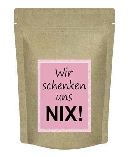 'Wir schenken uns NIX!' - Das kleine Tee Geschenk mit einem bißchen NICHTS – Früchtetee Erdbeer-Orangen Geschmack | Tee Geschenkidee für besondere Momente 'Nichts schenken' - 70 g