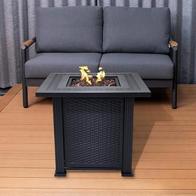 Sol Living Outdoor Propane Fire Pit Table 50,000 BTUs Outdoor Fire Pit Propane Fuel Type Metal Patio Fire Pit with Lava Rocks & Lid Durable Firepits for Outside & CSA Certified Outdoor Fireplace