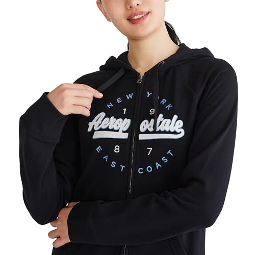 AEROPOSTALE Women's Aero Logo Full Zip Hoodie-Circle/Scripts2