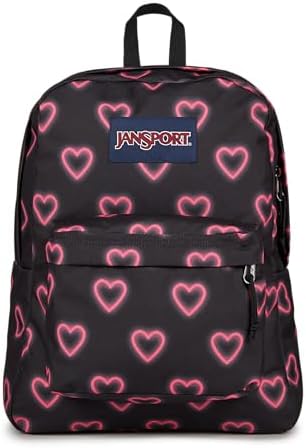 JanSport SuperBreak Backpack-Classic, Happy Hearts Black, One Size