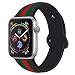 Sport Band Compatible with Apple Watch, Premium Sport Durable Soft Silicone Bracelet Wrist Strap Replacement Band for Series 5 4 3 2 1 (38MM/40MM S/M Black Green Red)
