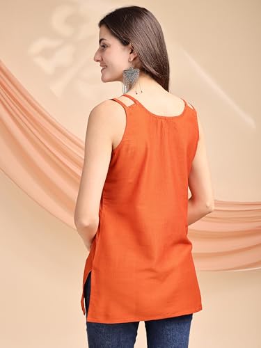Image of EthnicJunction Women's Bottle Green Cotton Silk Yoke Embroidery Shoulder Strpe Straight Short Kurti | Regular Fit Kurti |Navratri speical Kurti