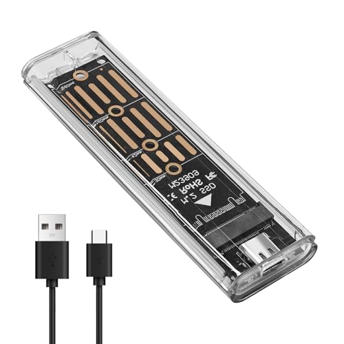 NVME Geh&auml;use, M.2 SSD Geh&auml;use, NVMe USB 3.2 Adapter Gen 2 (10Gbps), Externes SSD m2 Adapter Geh&auml;use f&uuml;r NVMe PCIe M-Key (2230/2242/2260/2280), Unterst&uuml;tzt UASP, TRIM, Plug & Play, Transparentes Design
