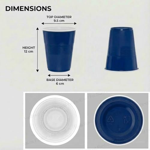 Image of FunBlast Party Drinking Glasses - 20 Pcs | 500 ML Reusable Beer Pong & Cocktail Cups | Leakproof, Strong & Durable Plastic Glass Set for Parties, Events & Celebrations (Blue)