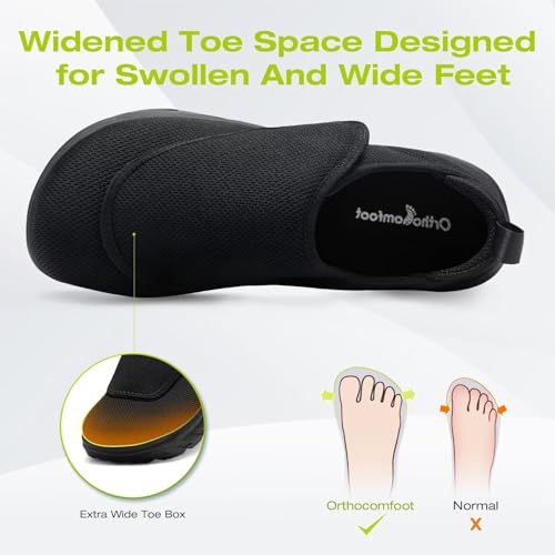 OrthoComfoot Men's Orthopedic Diabetic Extra Wide Walking Shoes: Comfortable Arch Support Slip-On Loafers for Plantar Fasciitis, Adjustable Easy Top Orthotic Shoes for Foot and Heel Pain Relief2