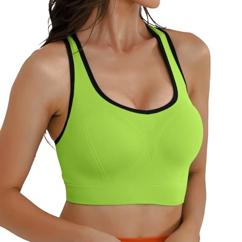 Image of Match Women's Seamless Racerback Sports Bra with Removable Pads Strappy Workout Bra Top for Yoga Gym Running Fitness (New Size)