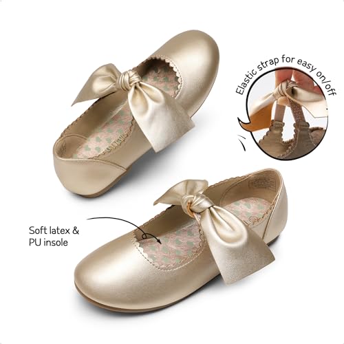 DREAM PAIRS Girls Ballerina Flats Mary Jane Front Bow Dress Shoes2