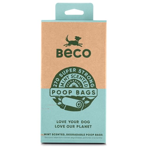 Image of Beco Strong & Large Poop Bags - 120 Bags, 8 Rolls of 15 - Mint Scented - Dispenser Compatible Dog Poo Bags