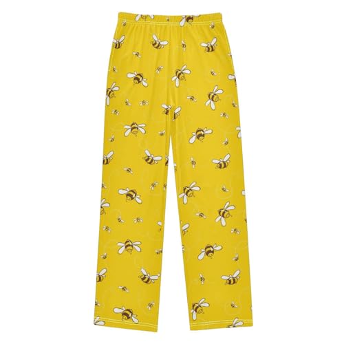 ZZXXB Bee Flying Boys Long Pants Soft Trousers Elastic Waist Kids Lounge Bottoms with Pockets S-XL