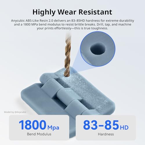 Image of ANYCUBIC 2nd Gen Resin Technology ABS-Like Resin 2.0, 3D Printer Resin with High Toughness, More Precise Details, Low Odor, Wide Compatibility for All LCD Resin 3D Printers (Grey, 1kg)