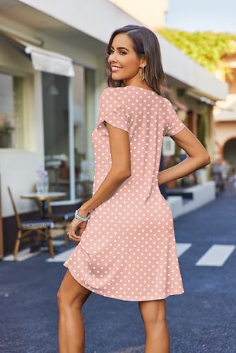 Image of Zeagoo Women's Casual A-Line Dresses with Pockets Summer Floral Tshirt Dress Short Sleeve Mini Dress Flowy Sundresses