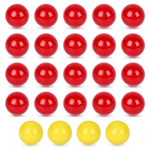 POPLAY Hungry Hippos Game Balls, 24PCS Replacement Marbles for Kids Board Games, Marble Run Toys, Chinese Checkers Ball (20 Red Balls with 4 Extra Yellow One)