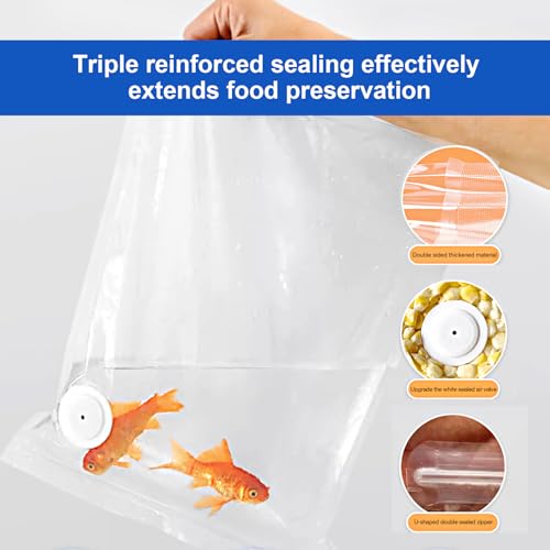 Image of RAIN SPIRIT Reusable Vacuum Sealer Bags for Food, 60 Packs (20L&20M&20S) BPA-Free Food Storage Bags, Leakproof Sous Vide Bags for Freezer, Microwave, Dishwasher Safe, Preserve Freshness for Meal Prep