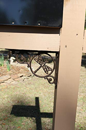 Southern Metal 1 Dragonfly Mailbox Post Accent Brackets, Cast Iron 9 inch, (Mailbox & Post not Included) - B-10