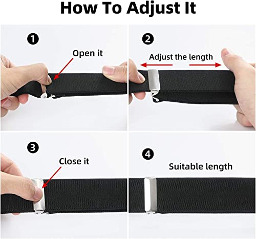 Image of HISDERN Bow Tie and Suspenders for Men Elastic X-Back Suspender and Bowtie Set Adjustable Braces for Wedding Tuxedo