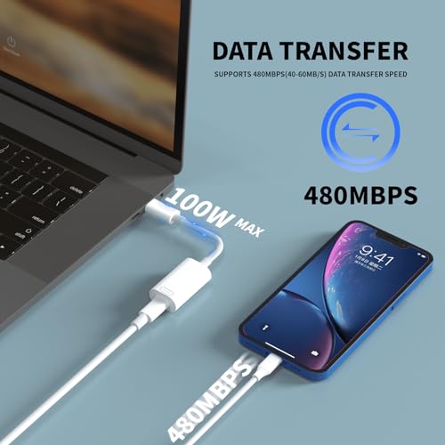 Lightning to USB-C Male Adapter for iPhone 16 15,[Apple MFi Certified] USB Type C to Lightning Female Charger Cable Fast Charging and Data Transfer Connector for iPhone 16 15/15 Plus/15 Pro/15 Pro Max - Thumbnail 3
