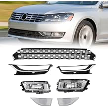Front Bumper Lower Grille Compatible with 2012-2015 VW Passat with Fog Light Cover Black