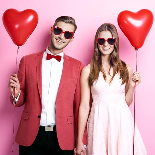 6 Pack Valentines Heart Sunglasses Neon Colors Vintage Sunglasses for Women Girls Halloween Cosplay Party Favor4