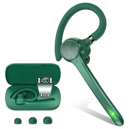 Image of HEIBAS Bluetooth Headset, Wireless Bluetooth Earpiece with 500mAh Charging Case 72 Hours Talking Time Built-in Microphone for iOS Android Cell Phone, V5.1 Hand-Free Headphones for Trucker-Mint Green
