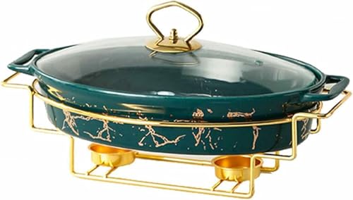 Plat à réchaud d'exception en céramique et marbre pour grand buffet
