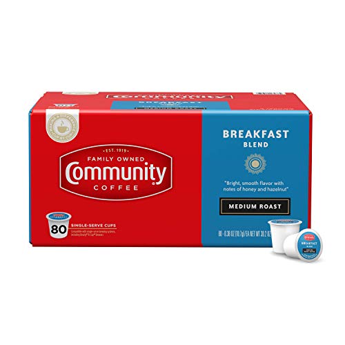 Image of Community Coffee Breakfast Blend 80 Count Coffee Pods, Medium Roast, Compatible with Keurig 2.0 K-Cup Brewers, Box of 80 Pods