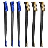 PINGMIC 6 Pack Gun Cleaning Brushes Set – 3 Brass & 3 Nylon Brush -Nylon Handle - All Purpose Gun Cleaning Supplies Kit