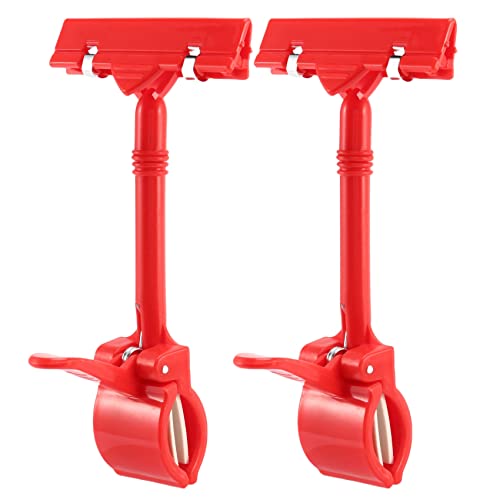 2X Merchandise Retail Sign Card Tag Pop Display Holder Clamp Red