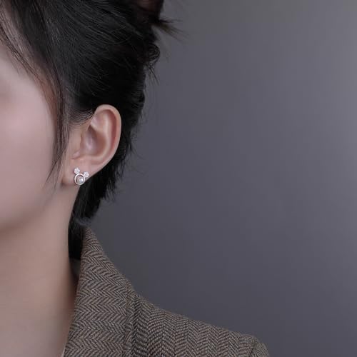 SLUYNZ Solid 925 Sterling Silver Sparkling CZ Mouse Studs Earrings for Women Teens Cute Mouse Earrings3