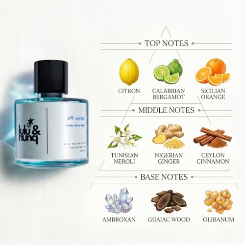 Image of LULU & HUNQ Off Script Perfume for Men & Women 100ml | 12 Hours Long Lasting Eau De Parfum Premium Luxury Smell | Best Unisex Perfume | Oriental Fresh Citrus Woody Fragrance