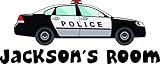 Police Car Wall Decal Customized Name Cute Policemen Car Bedroom Décor for Boys Police Themed - Lasts Years Easily Applied - Size: 20 Inches(W) x 12 Inches (H)