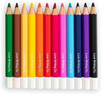 Love Writing Co. Kids Colouring Pencils - Erasable Colouring Pencils - Ages 6-9, Pack of 12 Colour Pencils, Fully Erasable, Designed for Children's Hands, Making it Easier to Colour and Draw