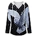 White Snowy Owl Hoodies for Women V Neck Pullover Sweatshirts Long Sleeve Shirts Fashion Tops