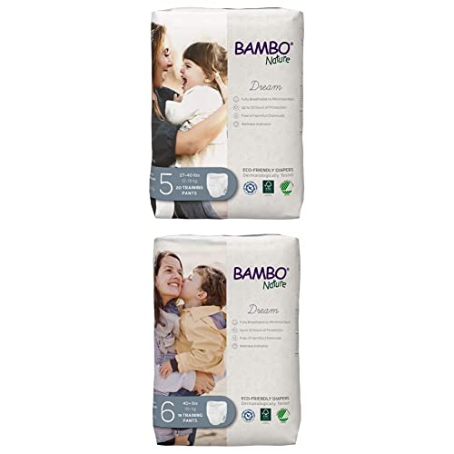 Bambo Nature Premium Eco-Friendly Training Pants, Size 5, 20 Count and Size 6, 19 Count