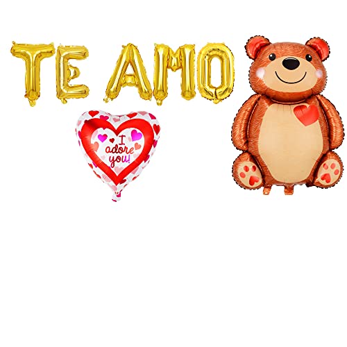 Kungoon Spanish"Te Amo" I Love You Balloon Letter Balloons,Birthday /Wedding/Baby Shower Party Decoration Balloons,Gold,16Inch. #TOP6