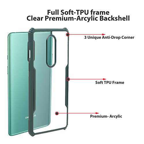 Image of LIRAMARK Transparent Clear Shock Proof Back Cover Case Designed for OnePlus 8 /1+8 (Green)
