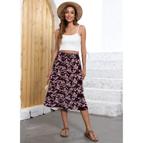 Image of Witsmile Flowy Skirt Elastic High Waist A-Line Skirt with Pockets Bohemia Cover-up for Women 2026 Trendy(S-2XL)